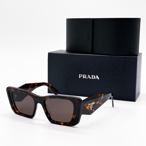NEW PRADA SPR 08Y 01V8C1 SQUARE BROWN PR08YS 01V8C1 WOMEN PRADA SUNGLASSES - Picture 2 of 12